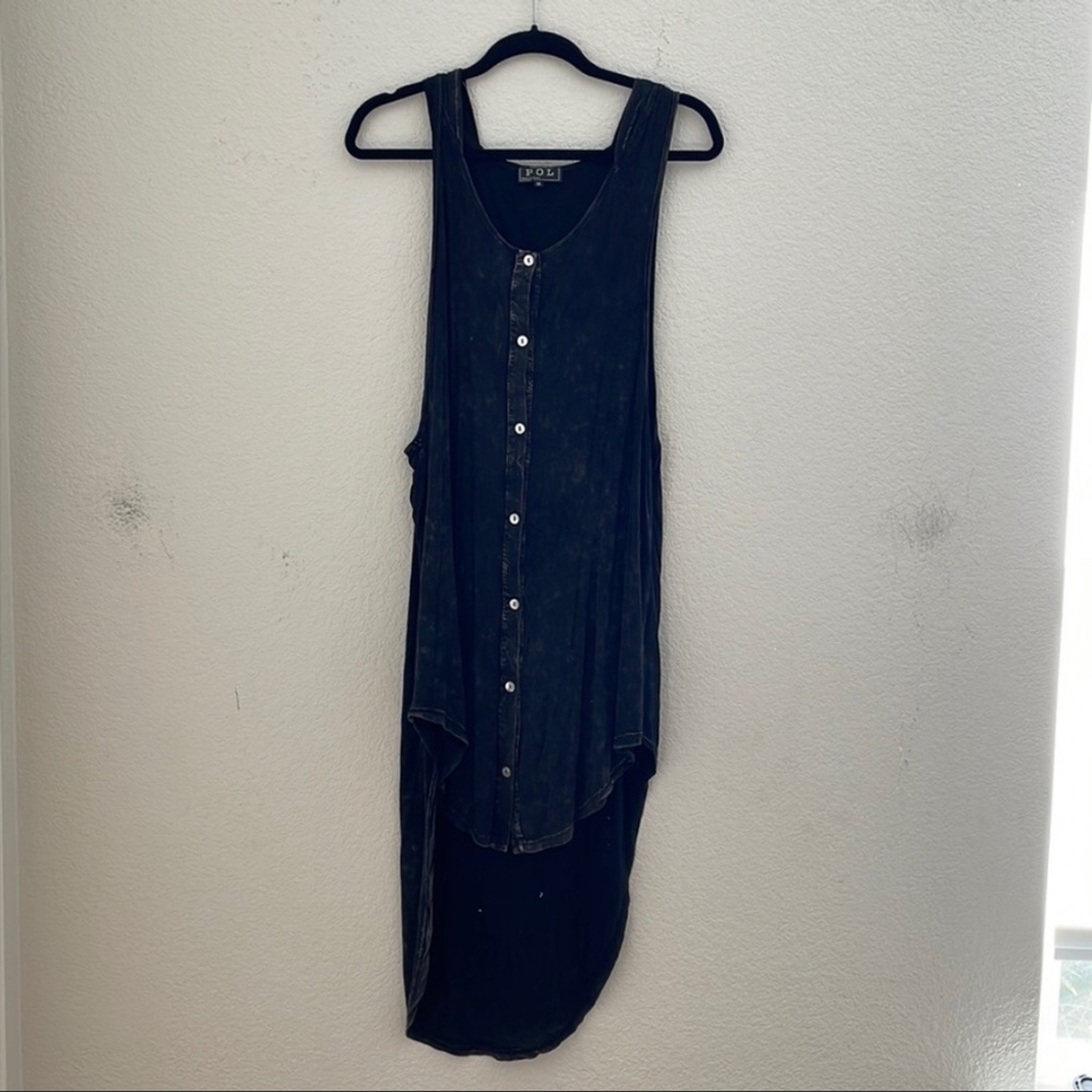 POL Hi-Low Sleeveless Hooded Dress w/Button Front Women’s Size Medium